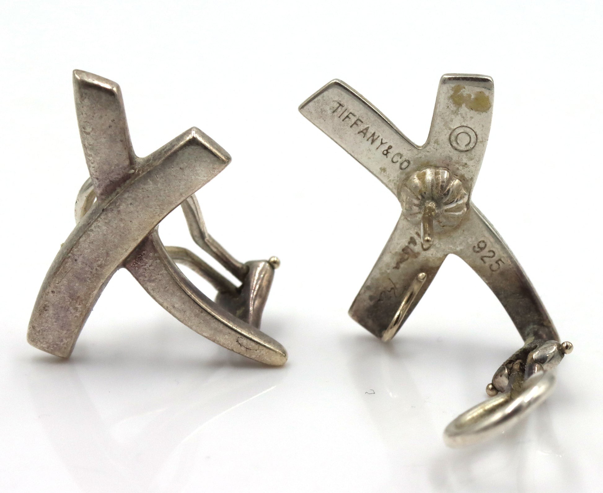 Tiffany&CO 925 Sterling Silver Paloma Picasso Love X Kiss Stud Earrings