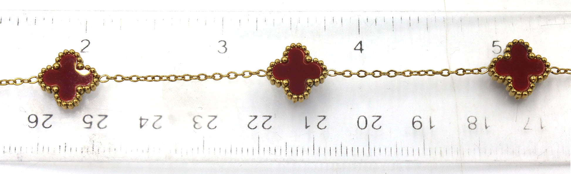 Gold plated clover station adjustable necklace