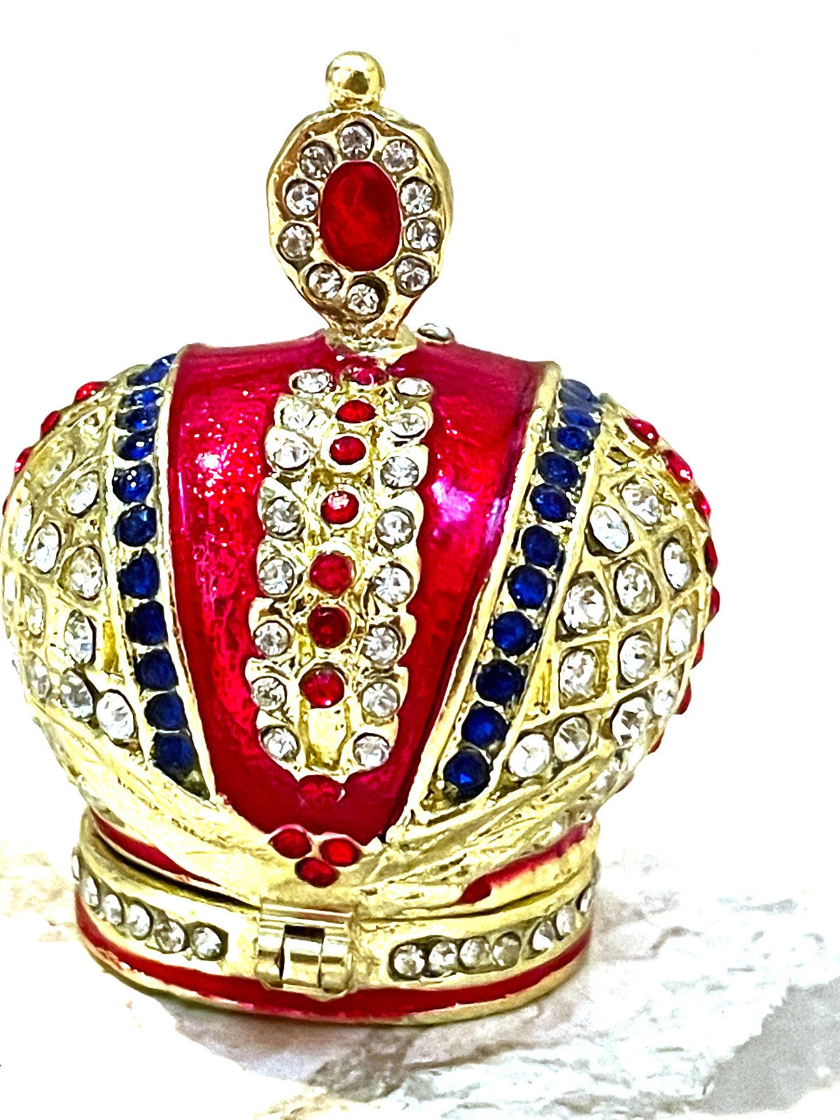 Ruby Fabergé Egg Style Trinket Box – Luxury Austrian Crystal & 24K Gold Decor