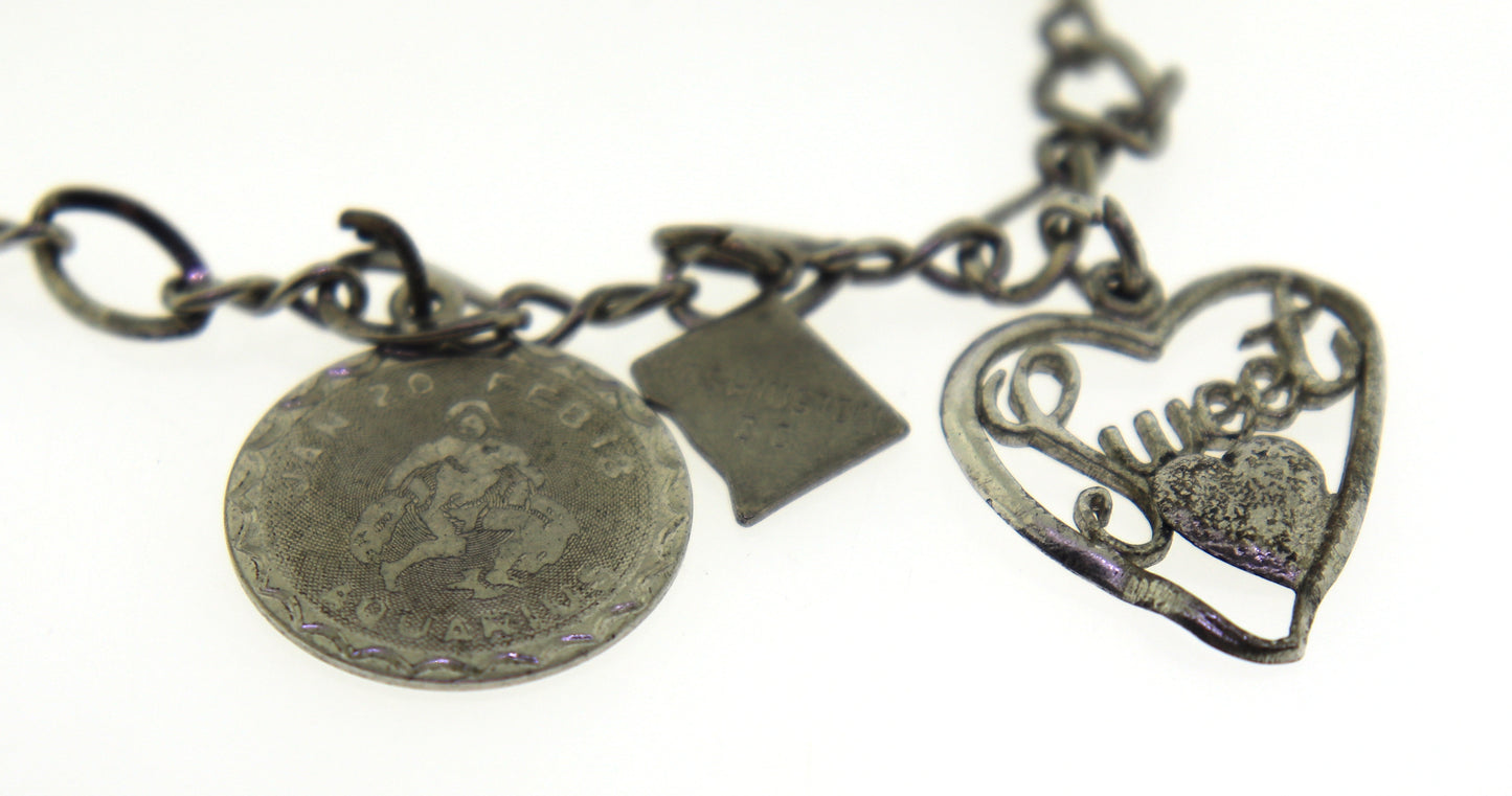 925 Sterling Silver 3 Charms Bracelet