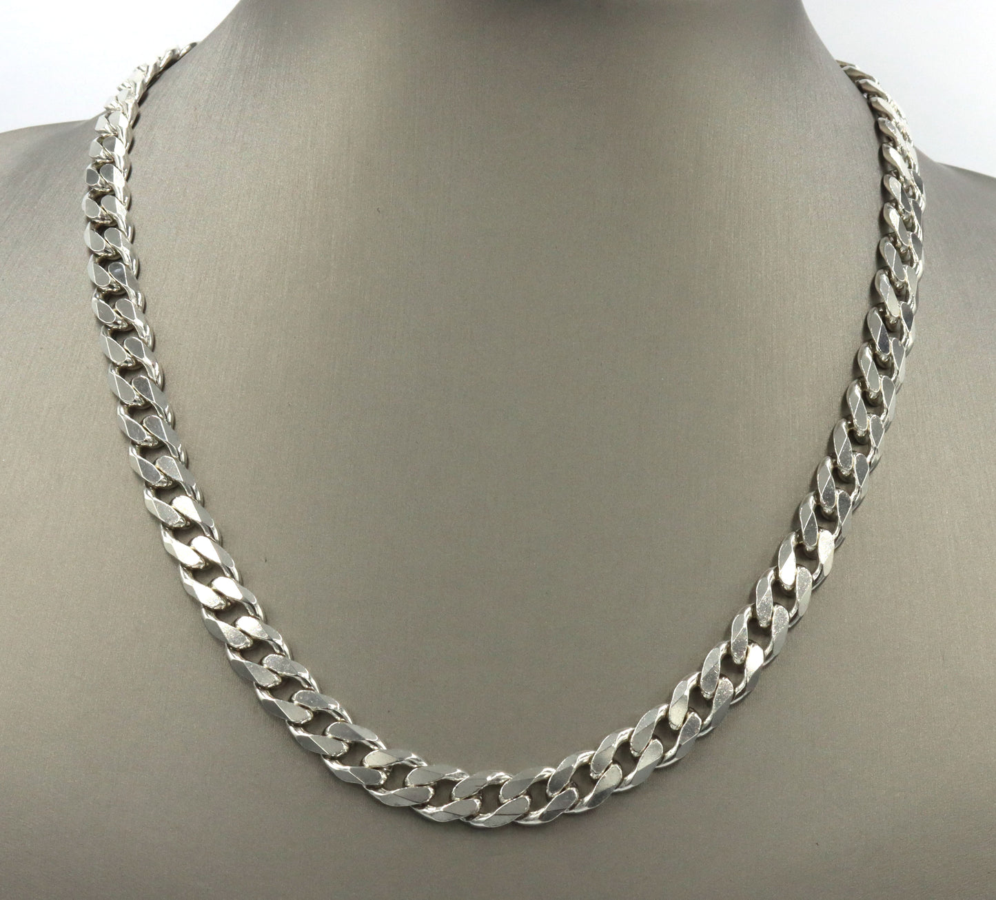 925 Sterling silver 8mm flat curb link chain necklace