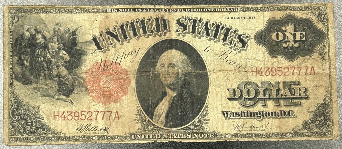 1917 $1 United States Legal Tender Note Series 1917 Red Seal George Washington