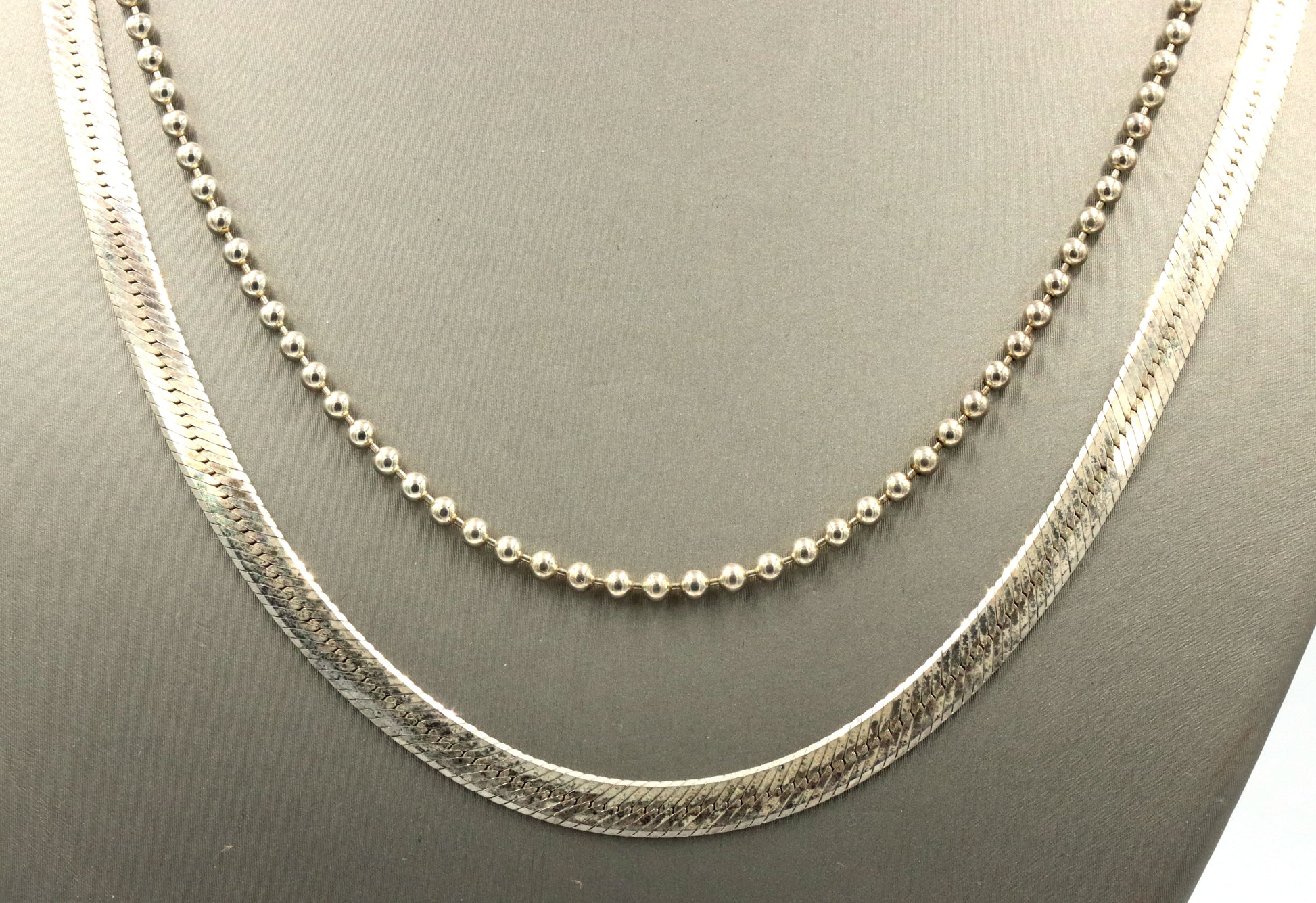 Group lot of 2 vintage 925 sterling silver chains