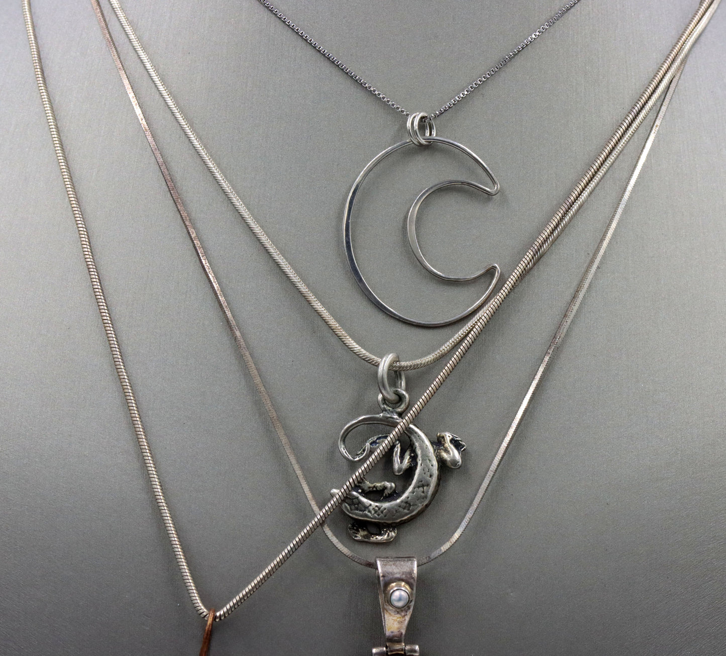 Vintage 925 sterling silver group lot of 4 necklaces