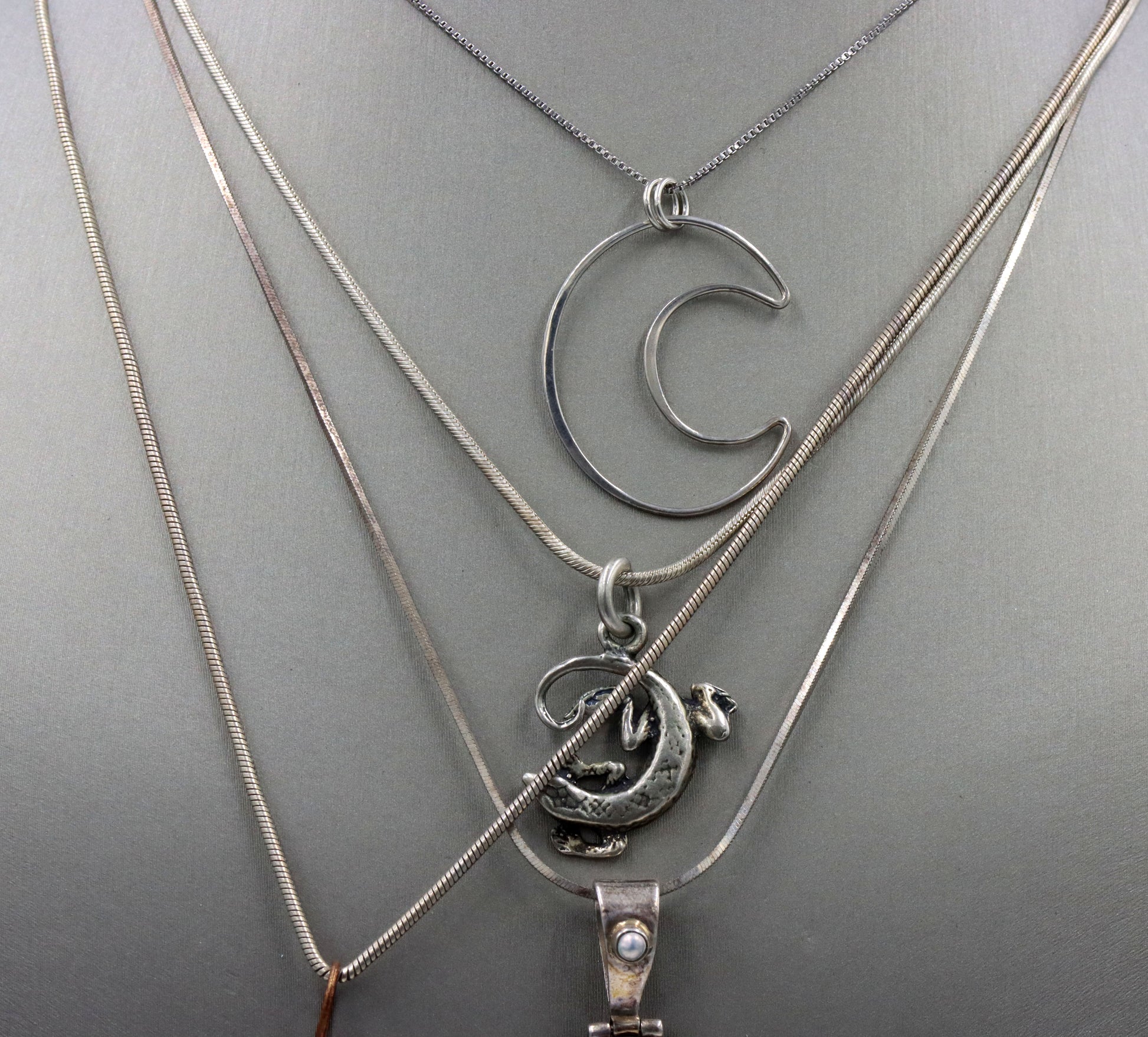 Vintage 925 sterling silver group lot of 4 necklaces