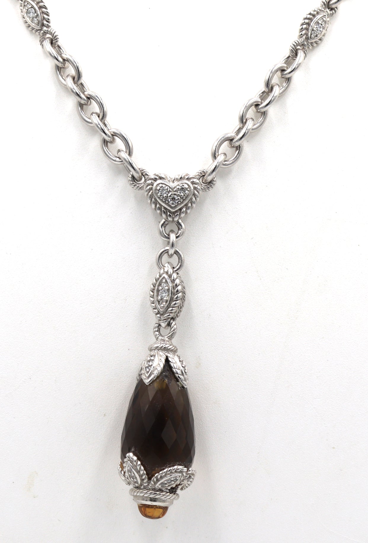 Judith Ripka smokey quartz pendant on chain