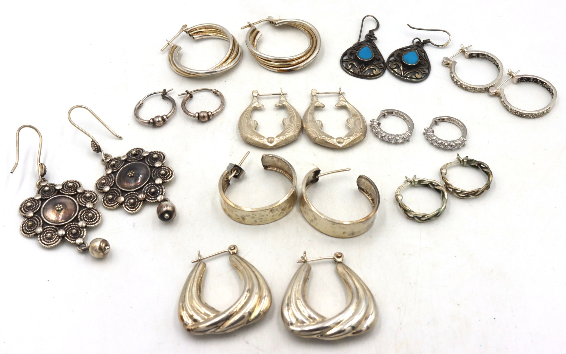 Group lot of Vintage 925 sterling silver earrings