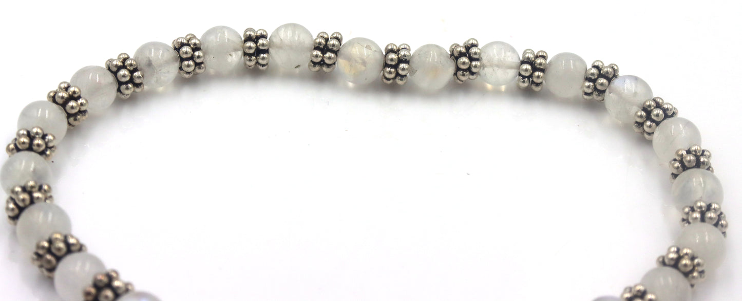 Pearl and silver beaded bracelet