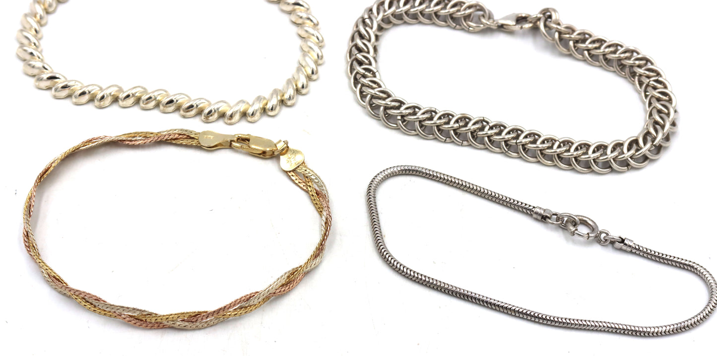 Group lot of 6 Vintage 925 sterling silver bracelets