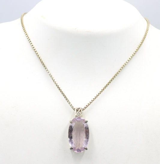 Vintage 925 sterling silver crystal pendant on Italian box chain