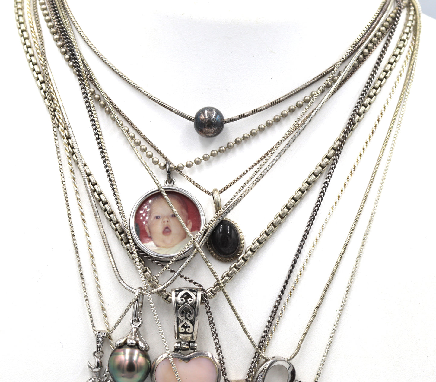 Group lot of 10 Vintage 925 sterling silver necklaces