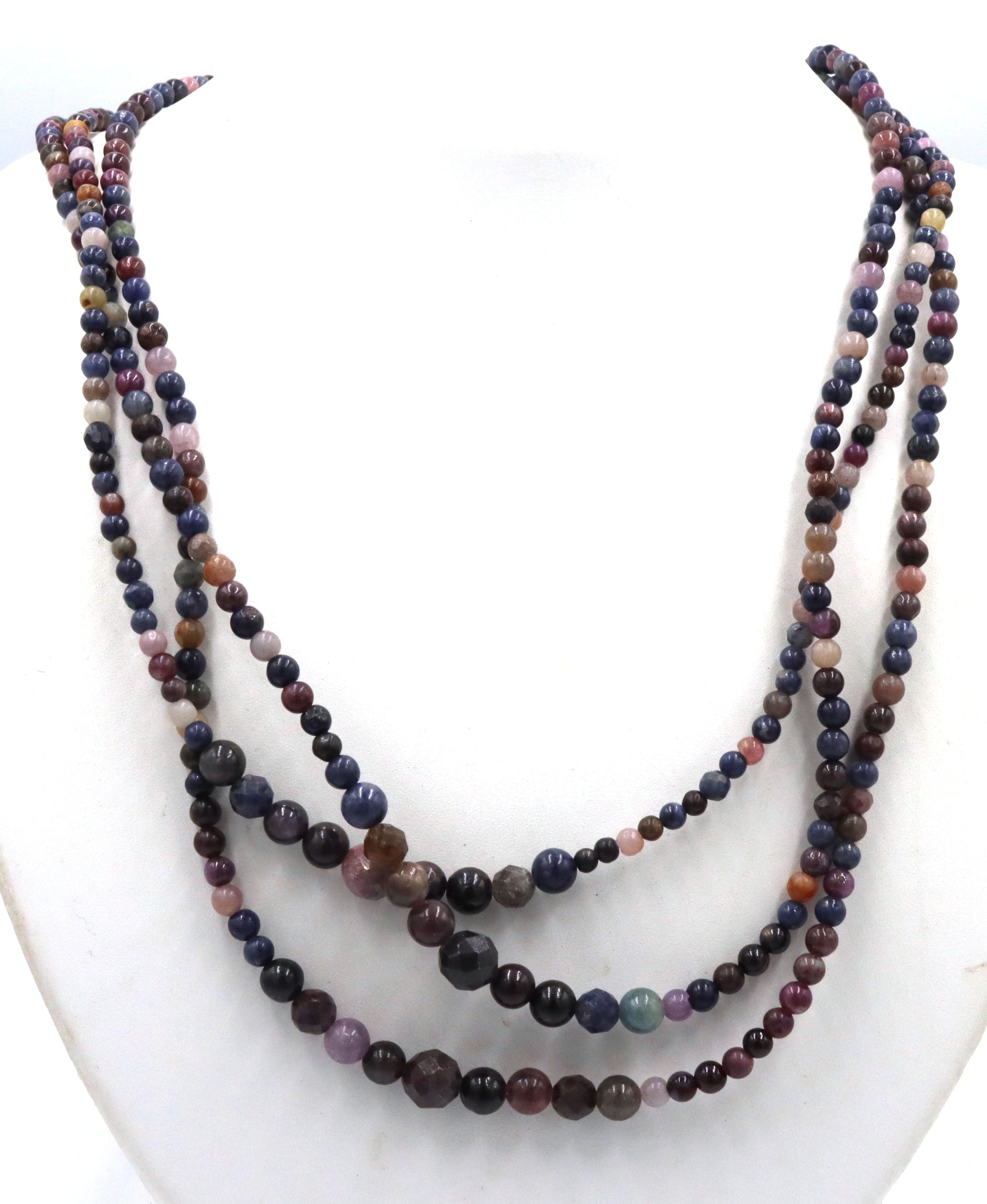 Multi color gemstone 3 strand necklace