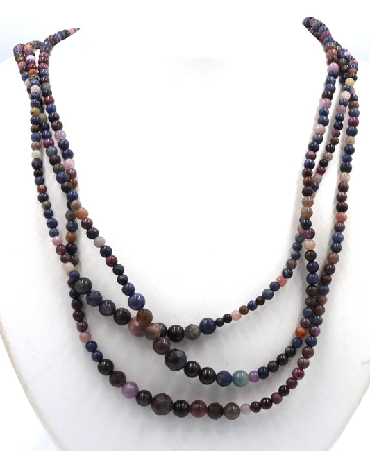 Multi color gemstone 3 strand necklace