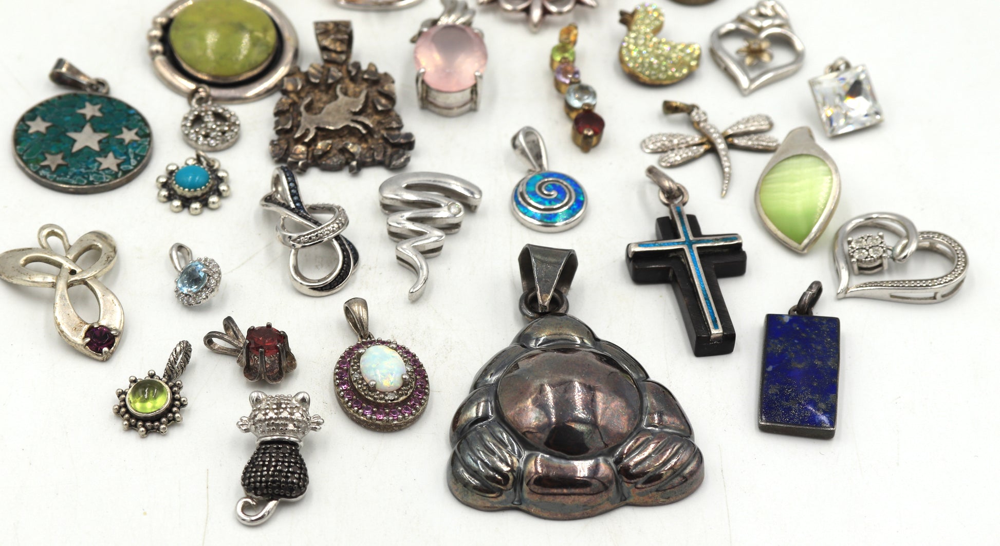Group lot of vintage 925 sterling silver pendants