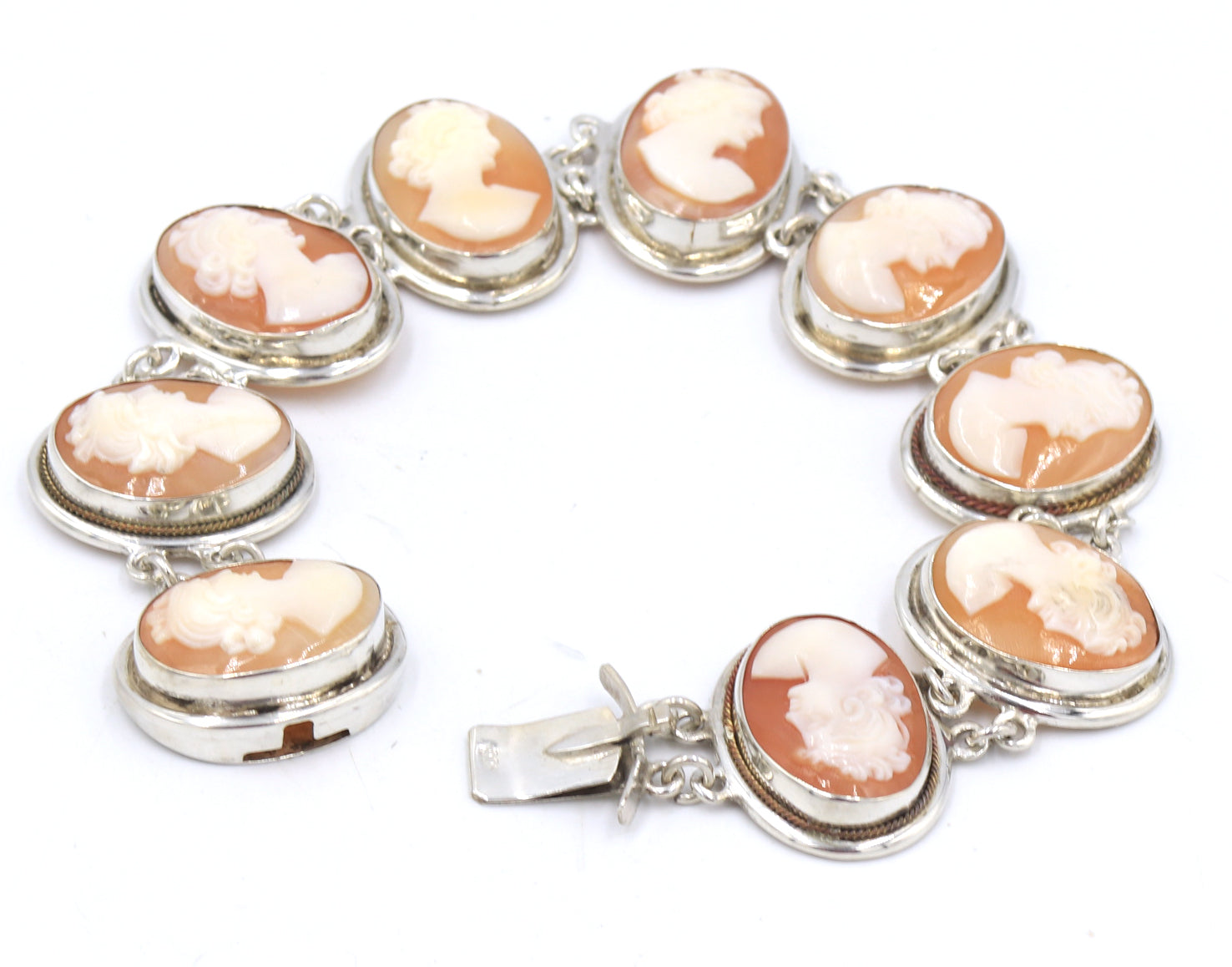 925 Sterling silver Cameo link bracelet