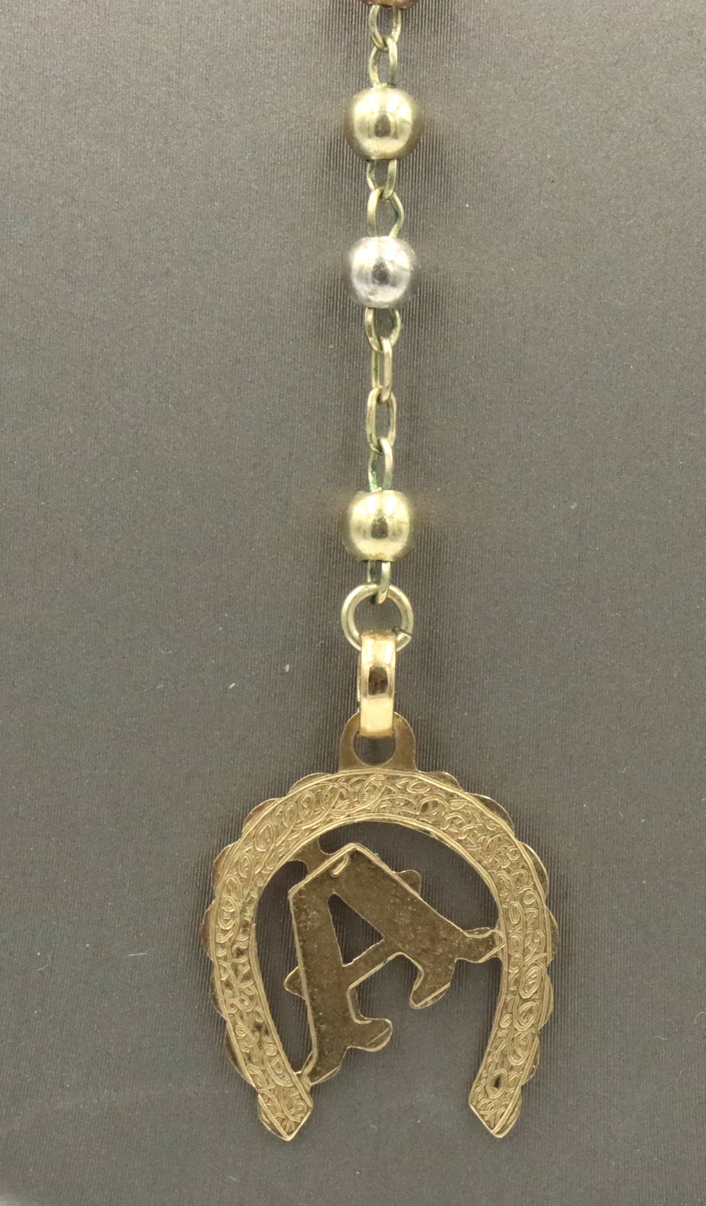 14kt Tri color gold Rosary necklace with A initial