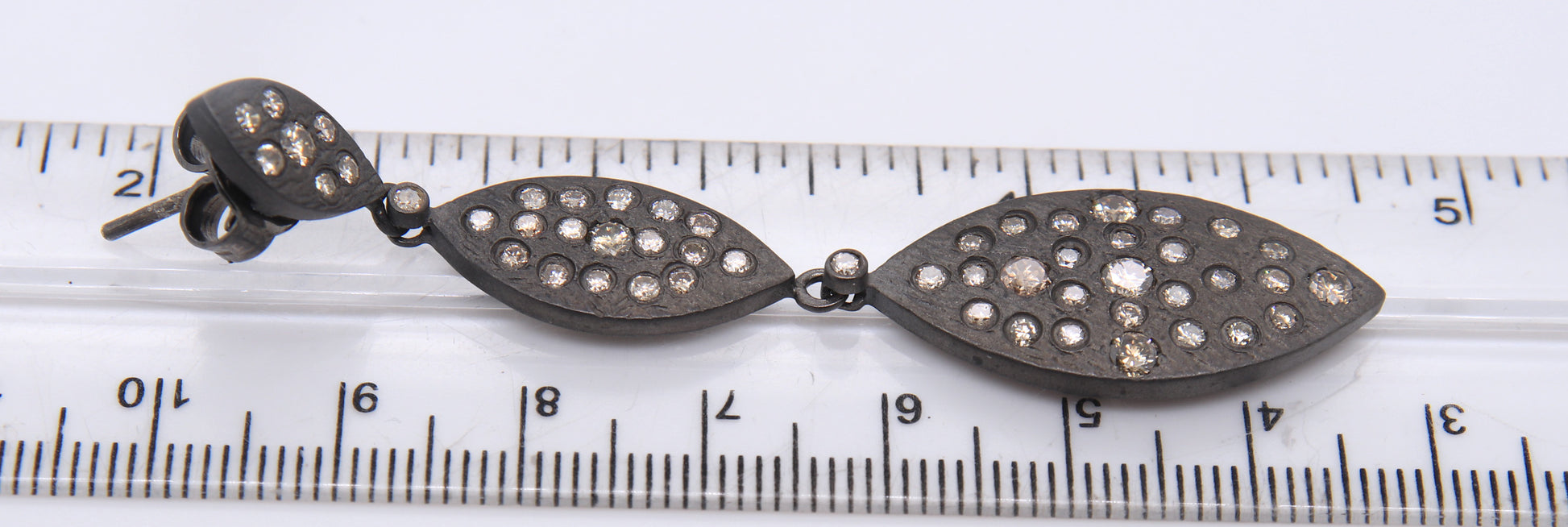 Gorgeous Oxidized Sterling Silver Earrings with Diamonds
