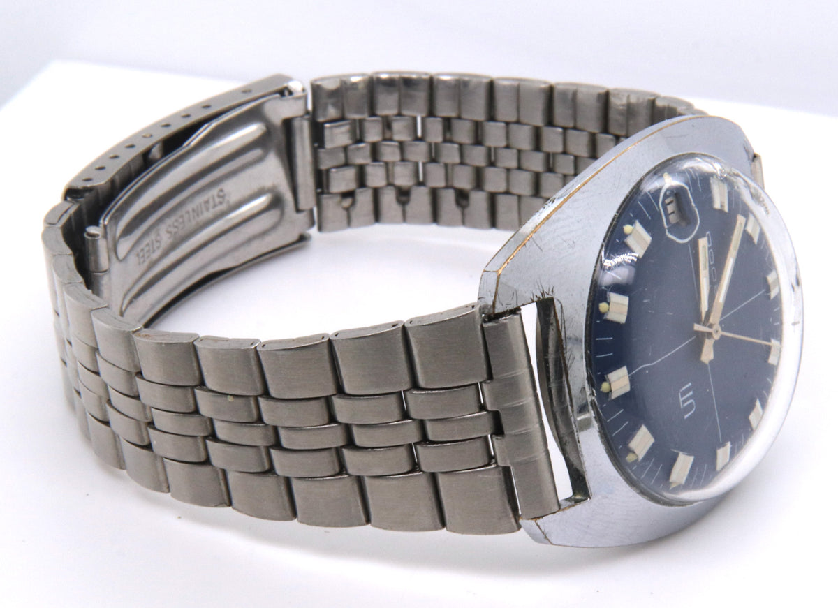 Voumard Back Set Winding Crown Blue Dial Watch