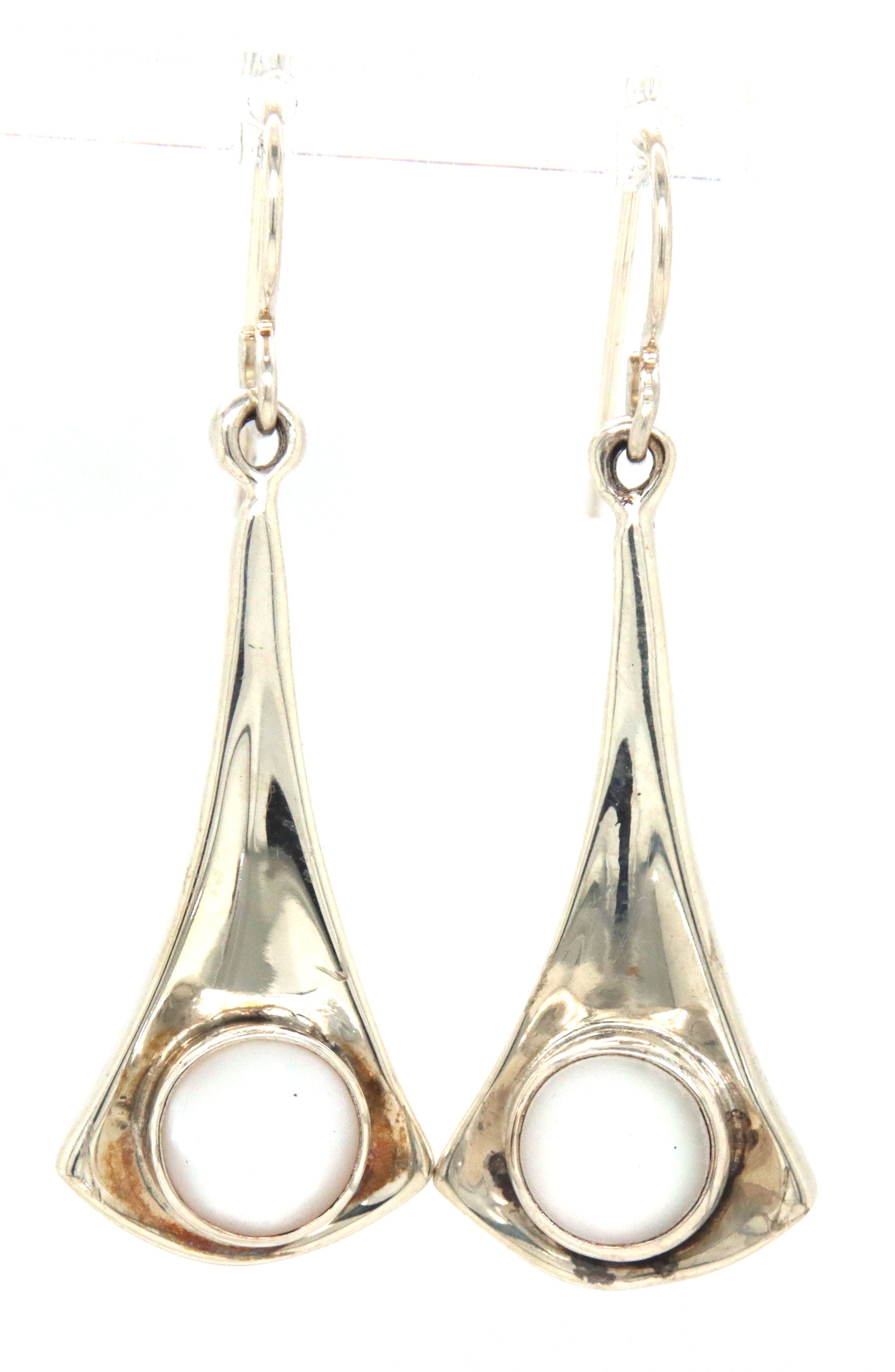 925 Sterling silver Mexico white stone dangle earrings