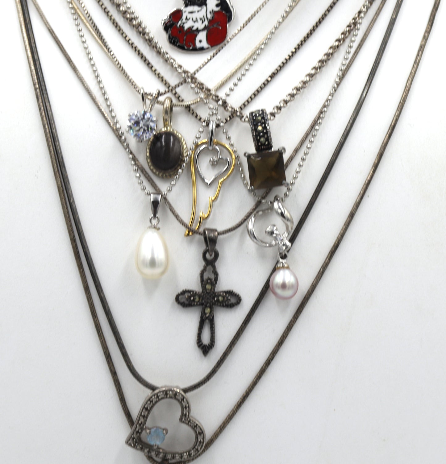 Group lot of Vintage 925 sterling silver necklaces