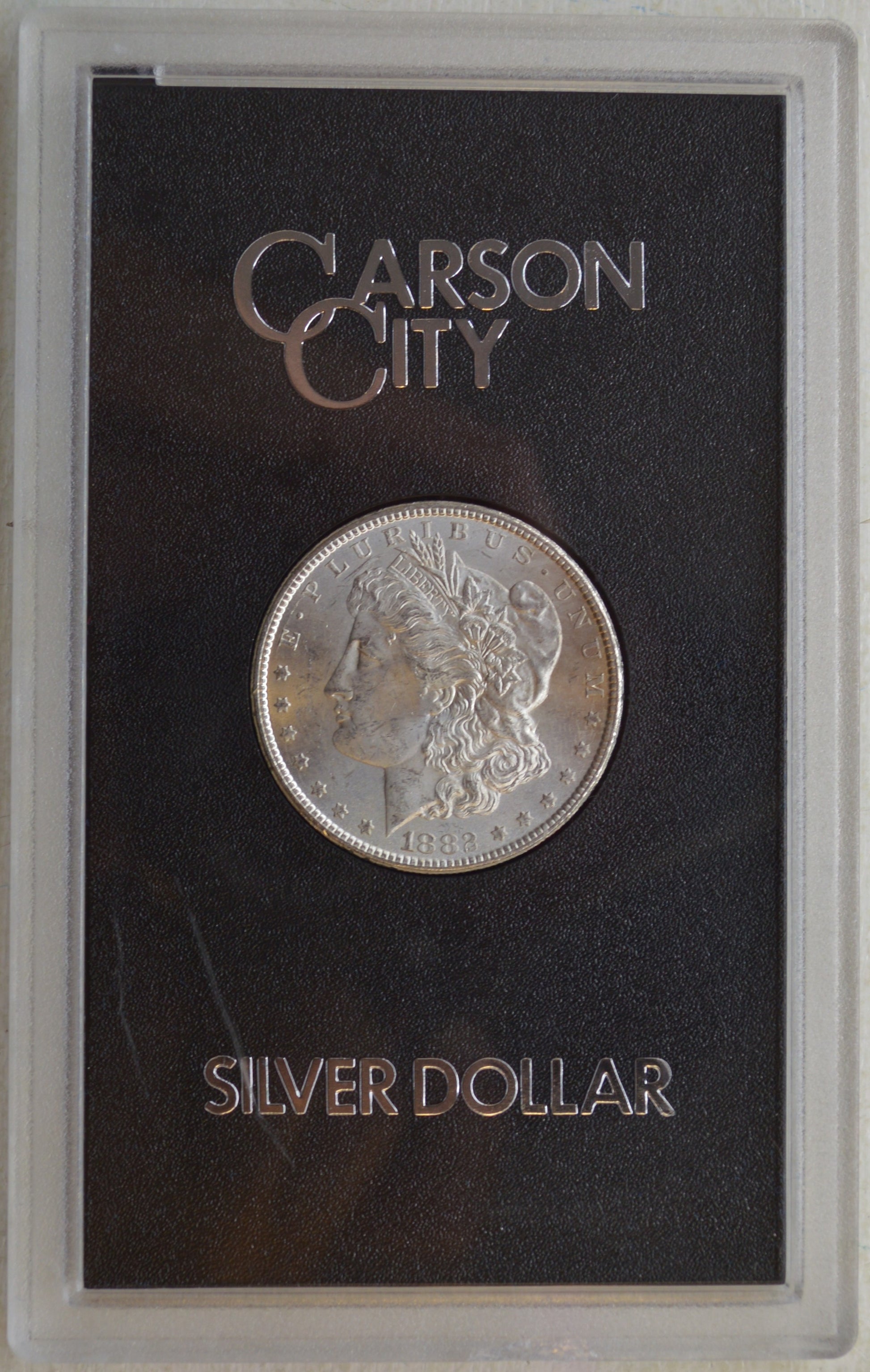 1882-CC Carson City Morgan Silver Dollar GSA Holder with Original Box & Certificate Brilliant Uncirc