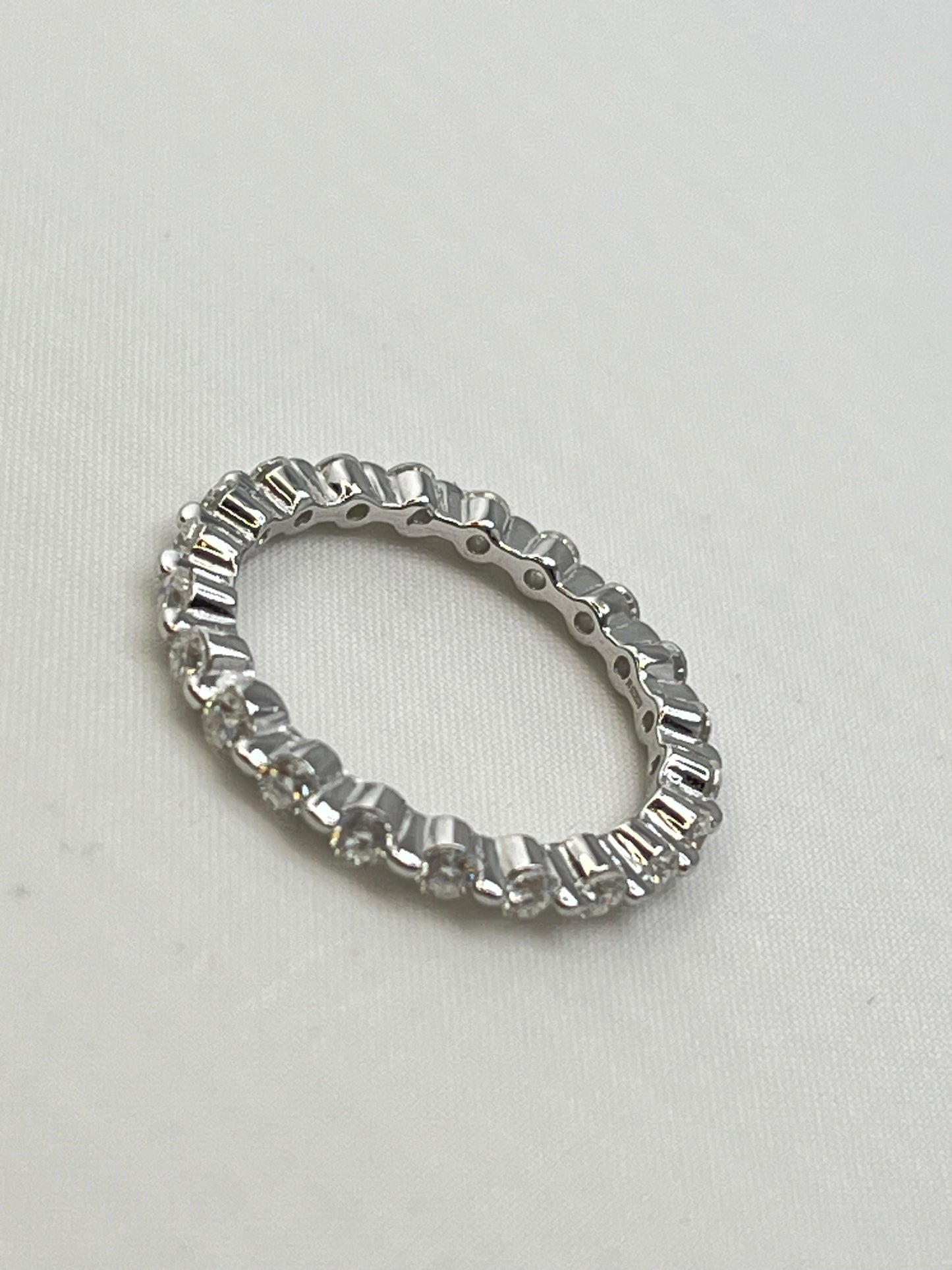 925 Sterling Silver Moissanite Single Prong Eternity Band