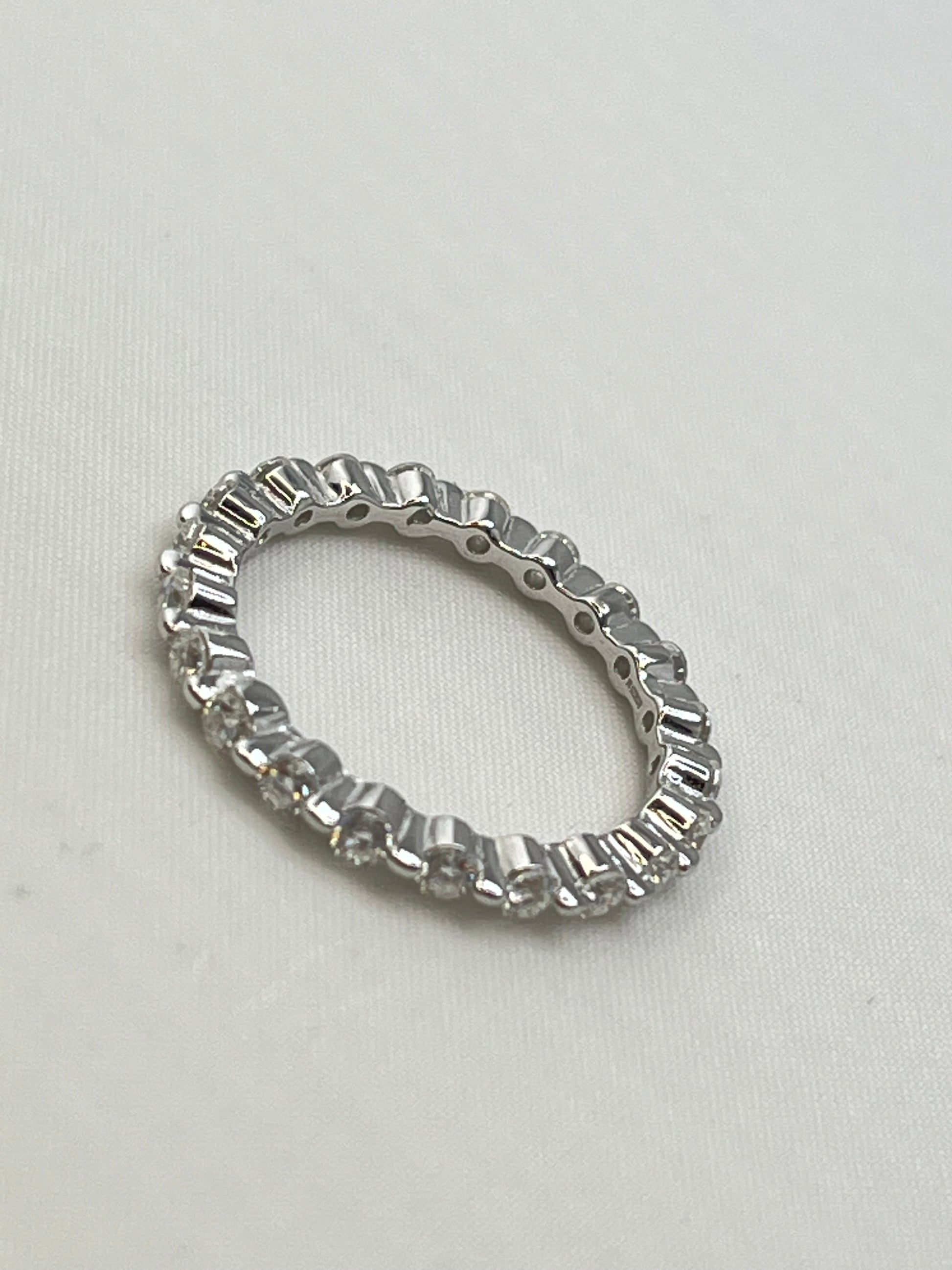 925 Sterling Silver Moissanite Single Prong Eternity Band