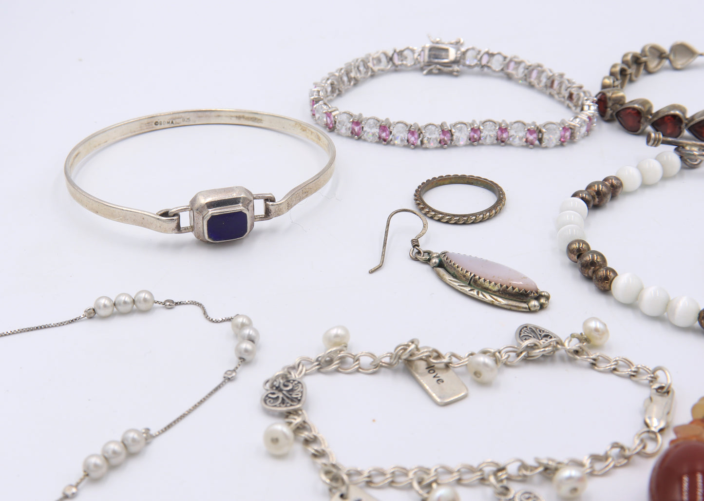 Lot of Vintage 925 Sterling Silver Gemstone Bracelets