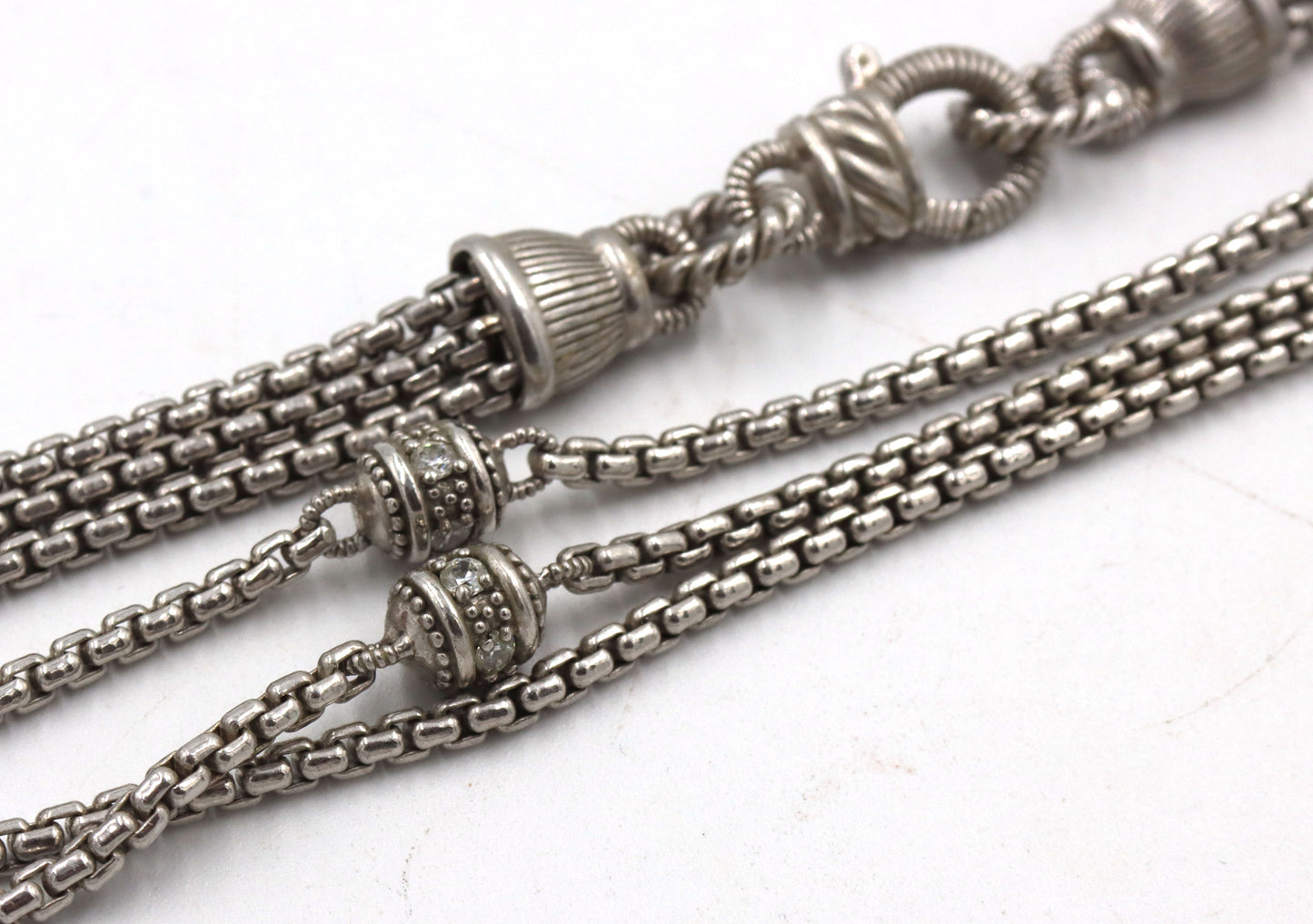 Judith Ripka crystal 3 row strand necklace