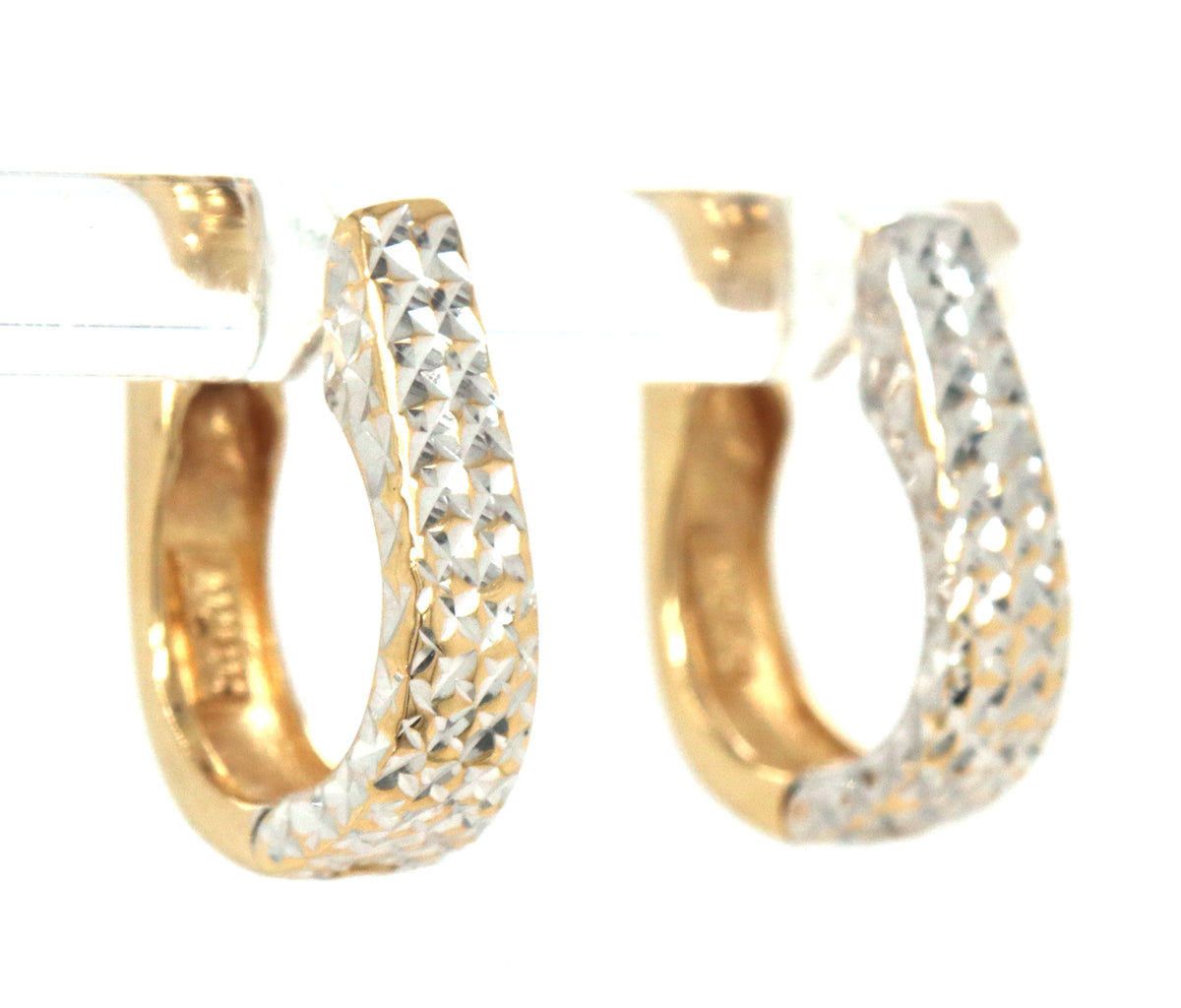 14kt two tone reversible oval hoop