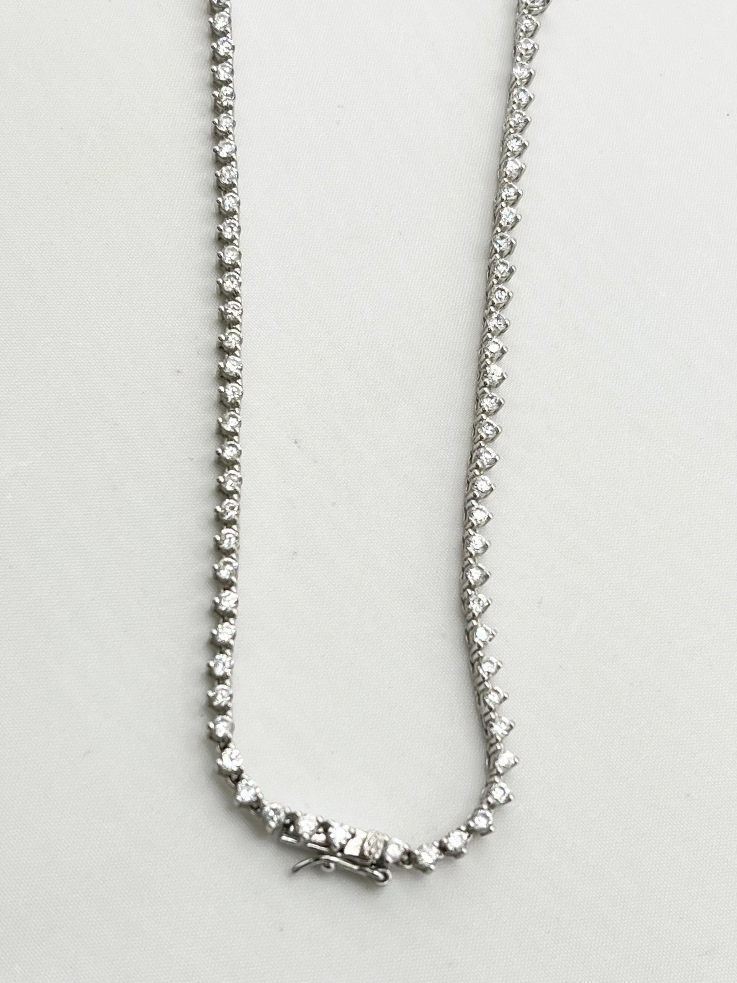 925 Sterling Silver Gratuated Tennis CZ Necklace