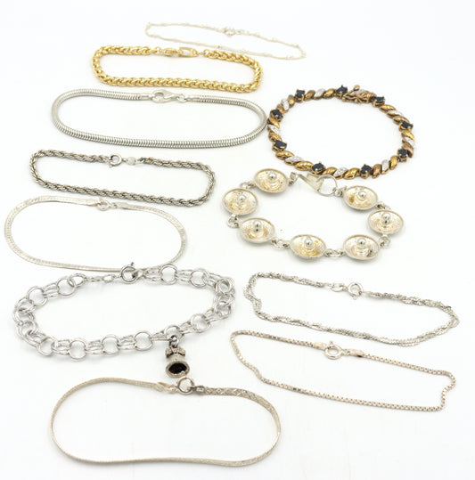 Group lot of 11 Vintage 925 sterling silver bracelets