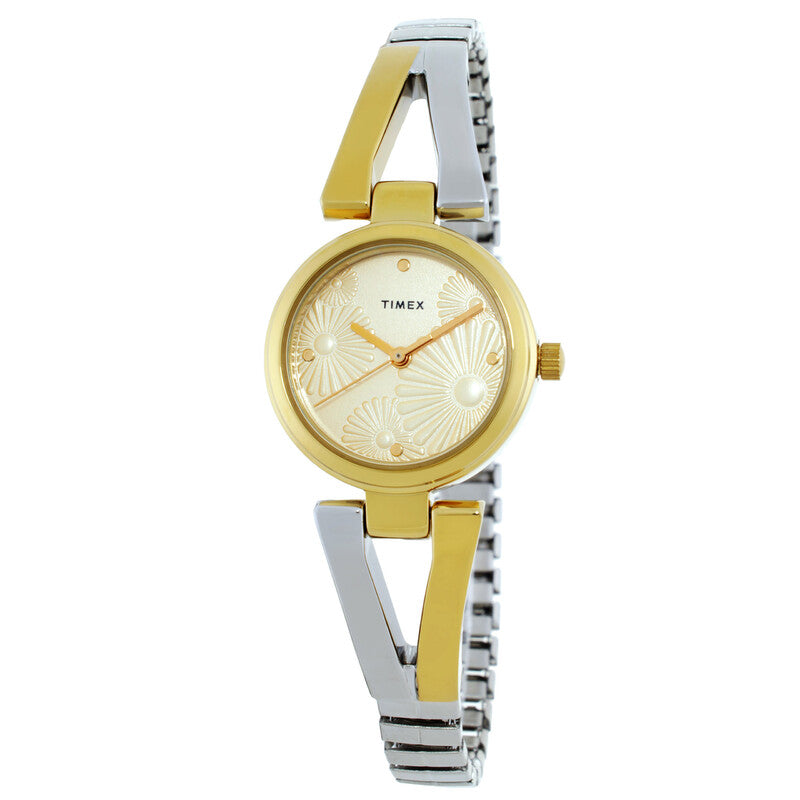 Timex Main Street Womens Quartz Champagne Dial Two Tone Stainless Steel Watch