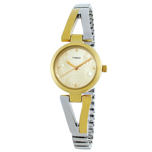 Timex Main Street Womens Quartz Champagne Dial Two Tone Stainless Steel Watch