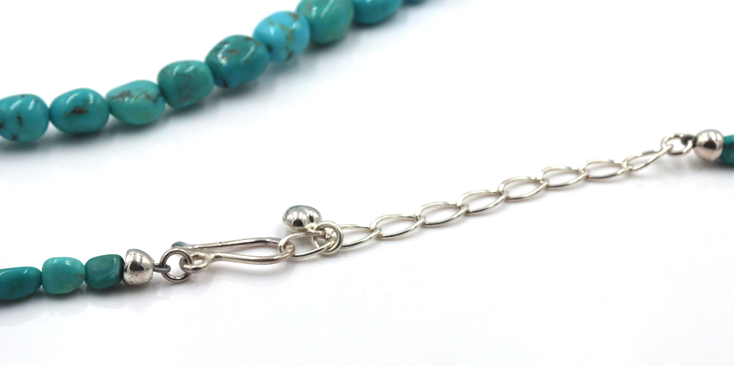 Turquoise beaded necklace with silver clasp