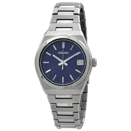 Seiko Essentials Women’s Quartz Watch – Blue Dial, Stainless Steel Bracelet, 34mm
