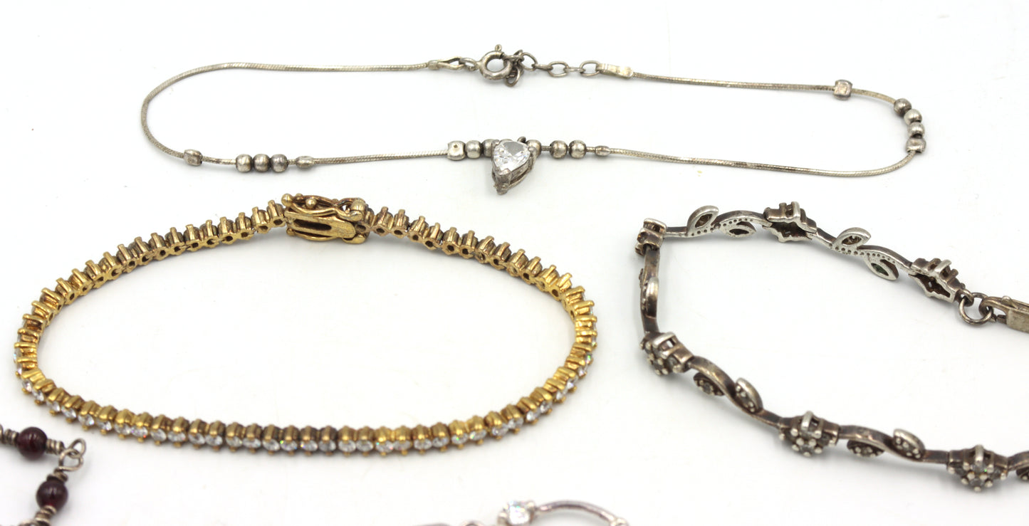 Group lot of 8 Vintage 925 sterling silver bracelets