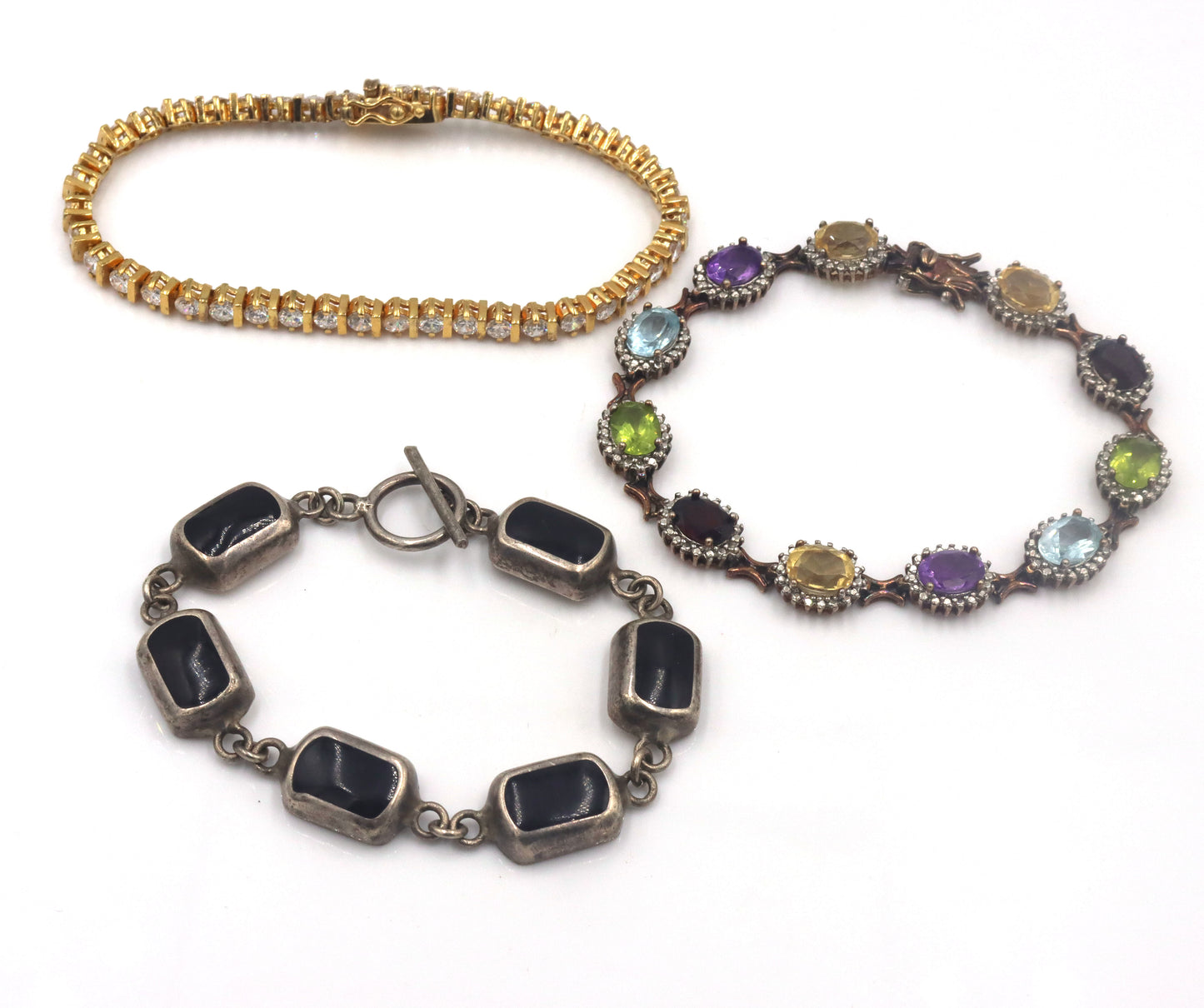 Group lot of 3 vintage 925 sterling silver bracelets