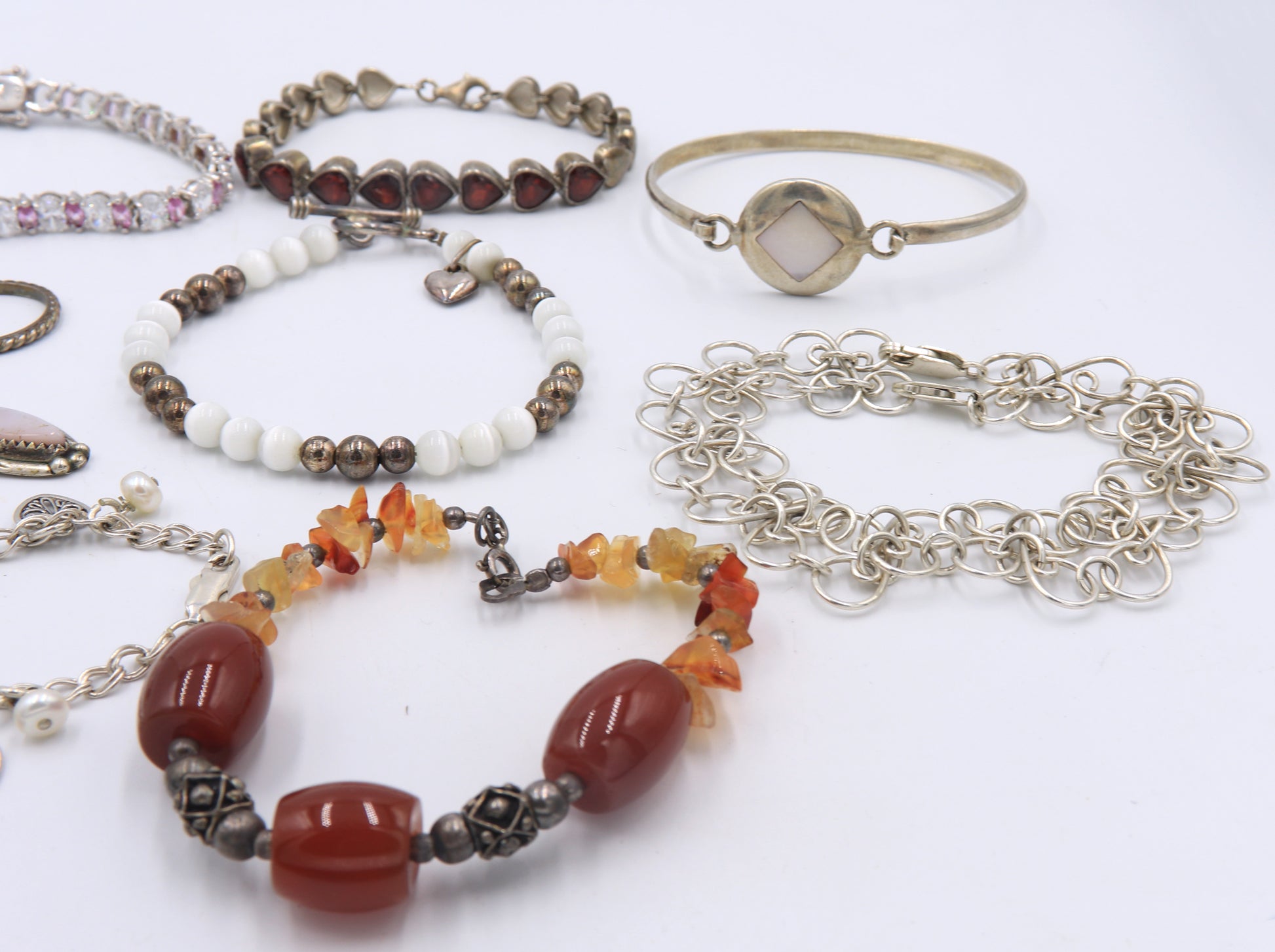 Lot of Vintage 925 Sterling Silver Gemstone Bracelets