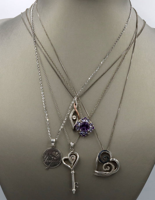 Group lot of 5 Vintage 925 sterling silver necklaces