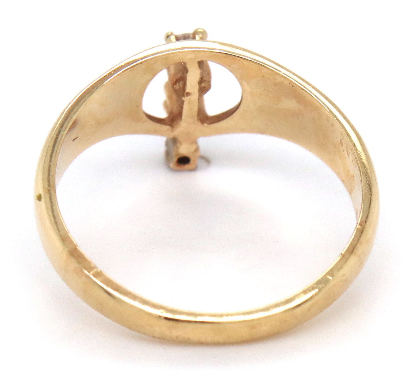 14kt Yellow gold blue sapphire and diamond ring