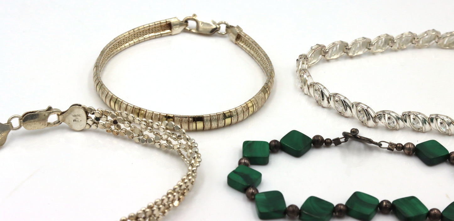 Group lot of 7 Vintage 925 sterling silver bracelets