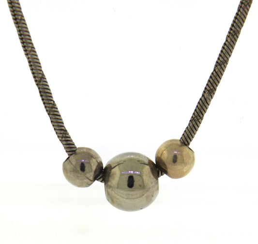 Italian 925 Sterling Silver Ball Necklace