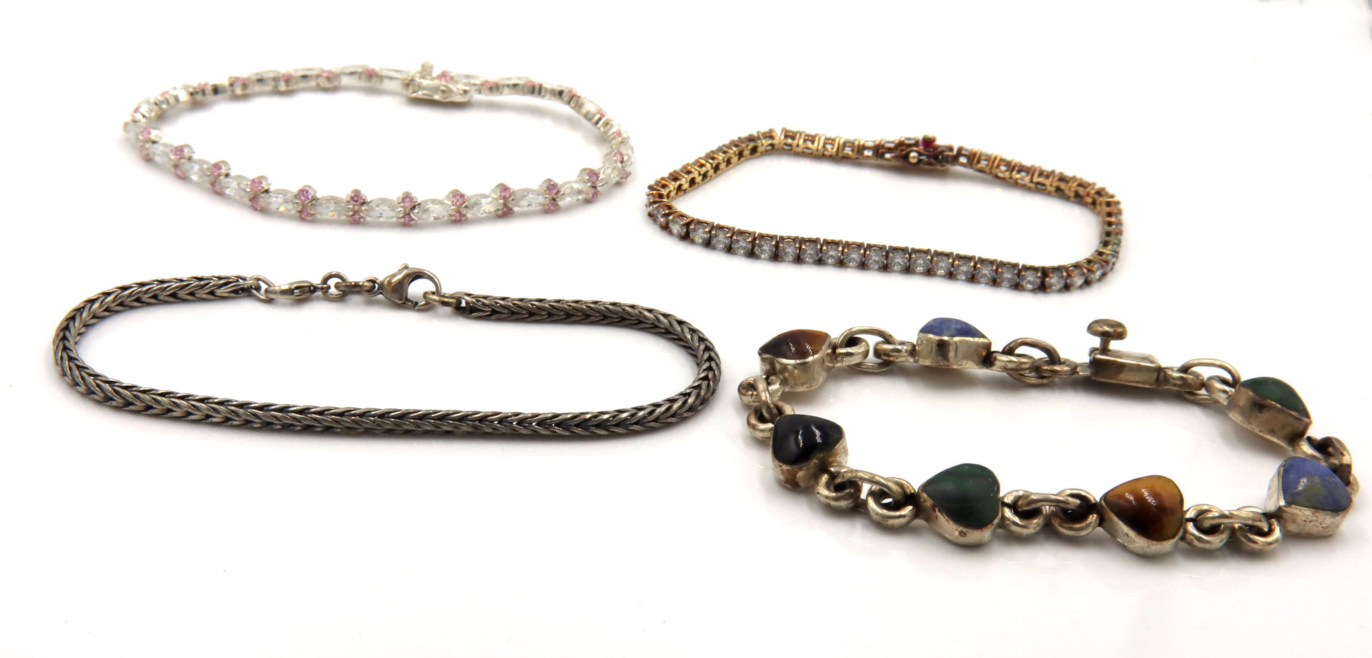 Group lot of 4 vintage 925 sterling silver bracelets