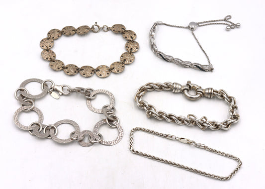 Group lot of 5 Vintage 925 sterling silver bracelets