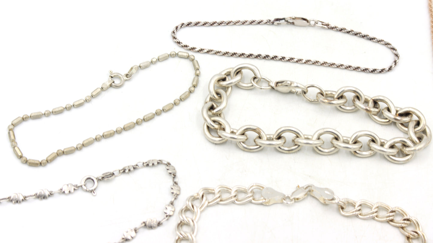 Group lot of 6 Vintage 925 sterling silver bracelets and necklace