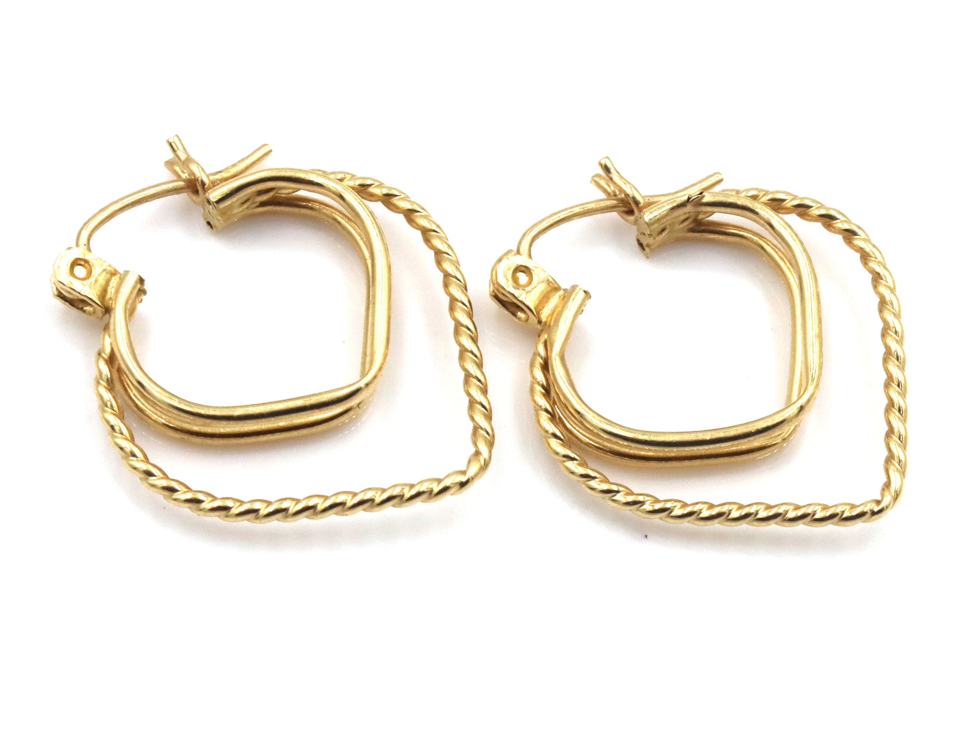 14kt Yellow gold double heart shaped earrings