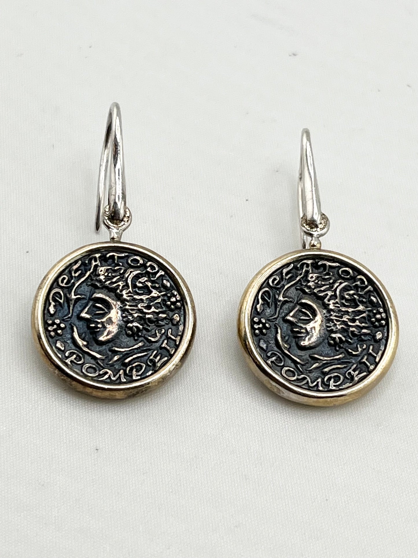 925 Sterling Silver Ancient Coin Drop Earrings