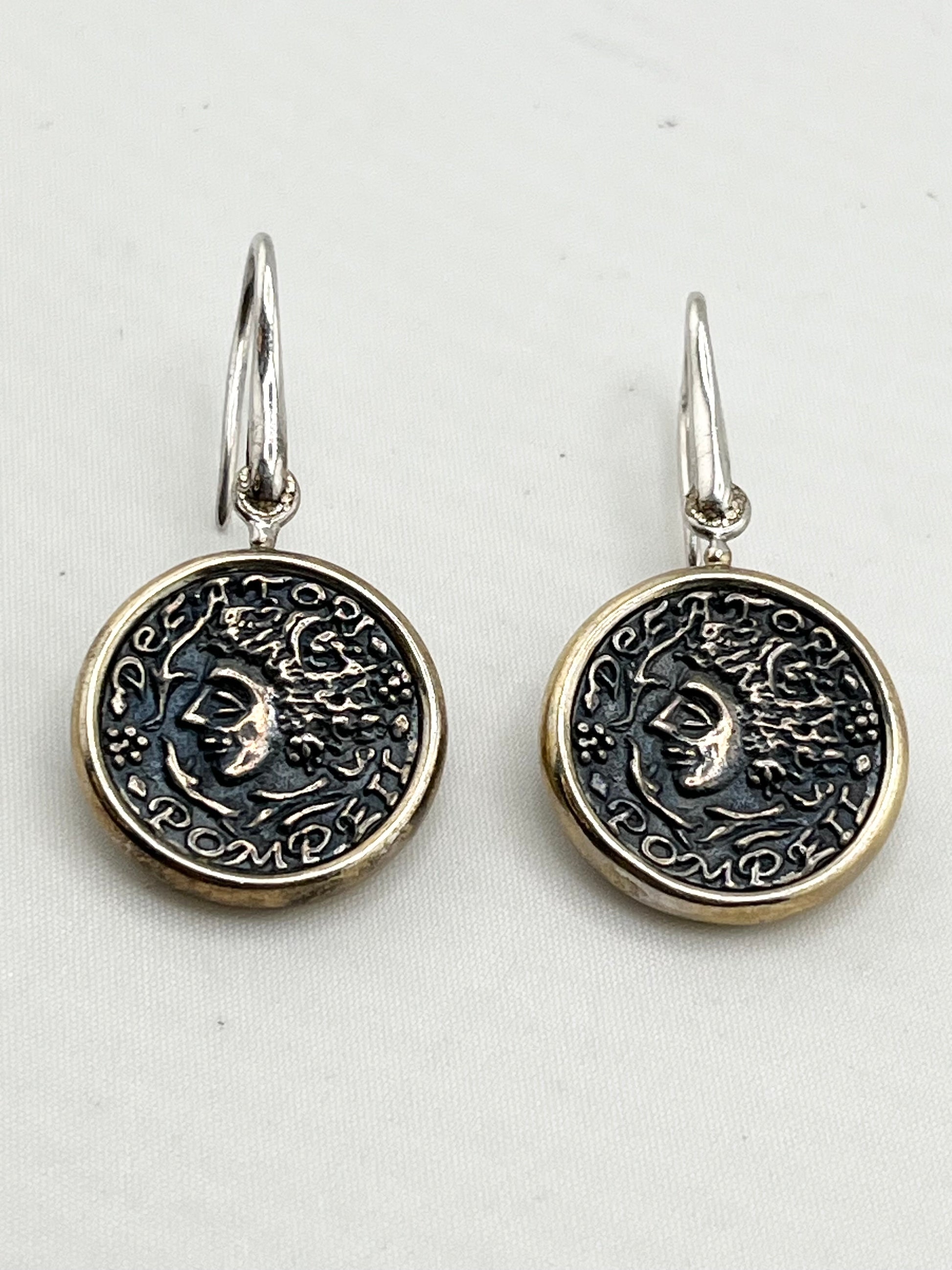 925 Sterling Silver Ancient Coin Drop Earrings