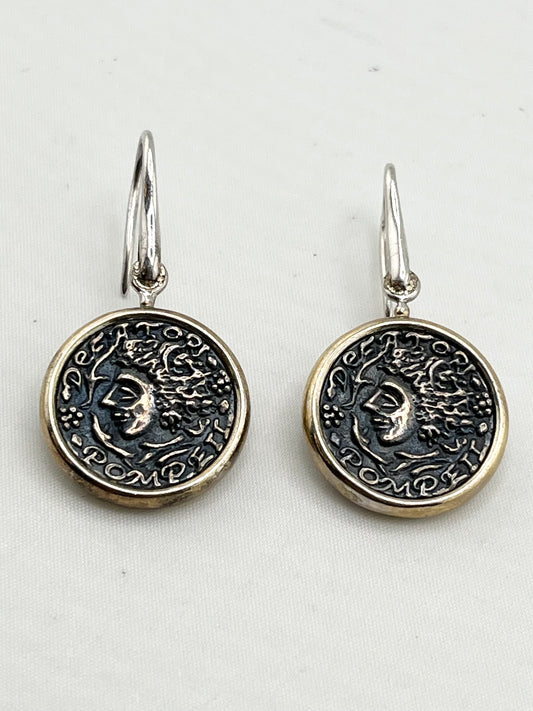 925 Sterling Silver Ancient Coin Drop Earrings